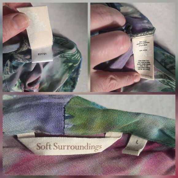 Soft Surroundings Watercolor Floral Batik Topper Kimono Sz. L - Picture 7 of 8